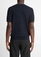Featherweight Merino Wool-Cashmere Short-Sleeve Sweater in Crew Neck | VINCE Men