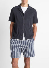 Patchwork Pointelle Short-Sleeve Shirt in Short Sleeve | VINCE Men