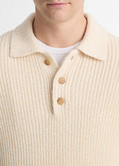Shaker Italian Cotton-Blend Polo Sweater in Sweaters | VINCE Men