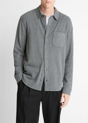 Knit Cotton-Blend Button-Front Shirt in Long Sleeve | VINCE Men