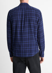 Big Horn Plaid Cotton Button-Front Shirt in Long Sleeve | VINCE Men
