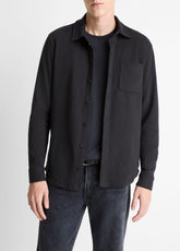 Knit Cotton-Blend Button-Front Shirt in Long Sleeve | VINCE Men
