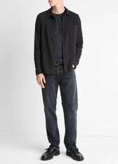 Knit Cotton-Blend Button-Front Shirt in Long Sleeve | VINCE Men