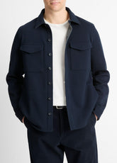 Double-Knit Cotton-Blend Piqué Shirt Jacket in Shirt Jackets | VINCE Men