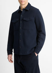 Double-Knit Cotton-Blend Piqué Shirt Jacket in Shirt Jackets | VINCE Men