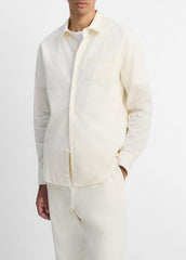 Cotton Chambray Button-Front Shirt in Long Sleeve | VINCE Men