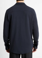 Cotton Piqué Button-Front Shirt in Long Sleeve | VINCE Men