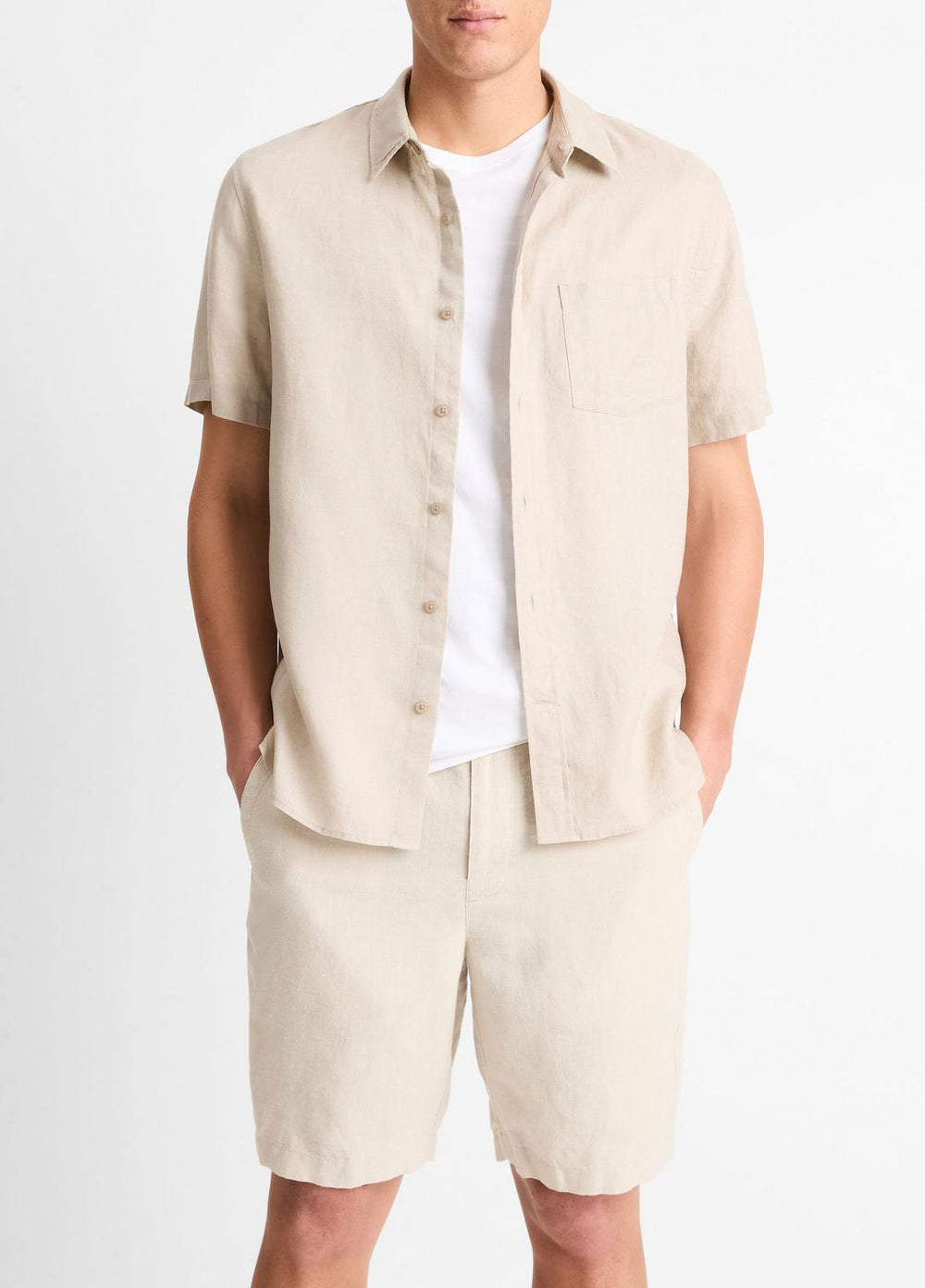 Linen Short-Sleeve Shirt in Short Sleeve | VINCE Men