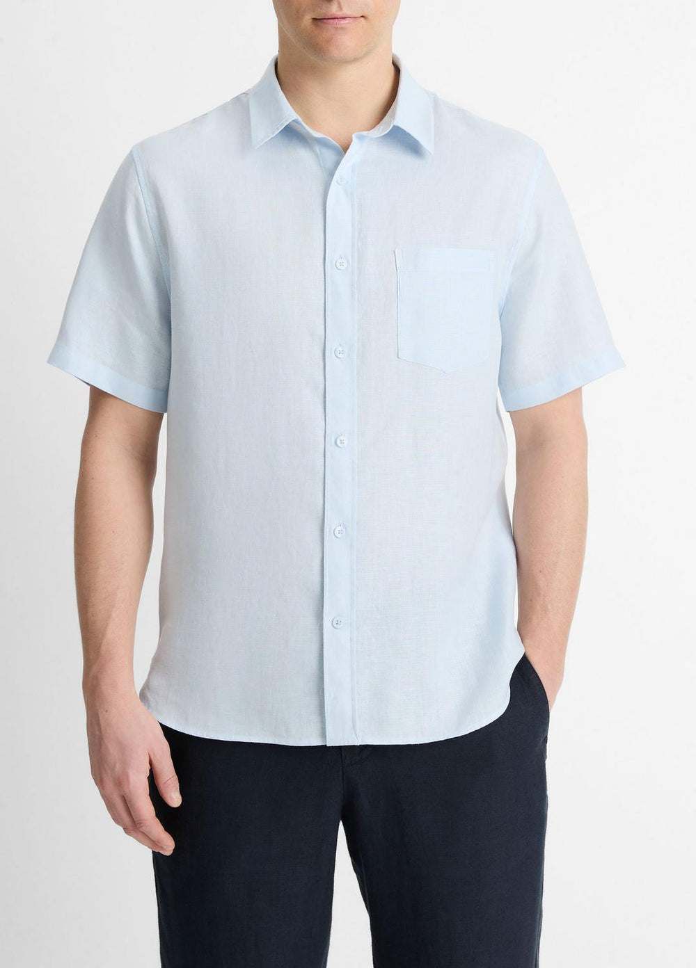 Linen Short-Sleeve Shirt in Short Sleeve | VINCE Men
