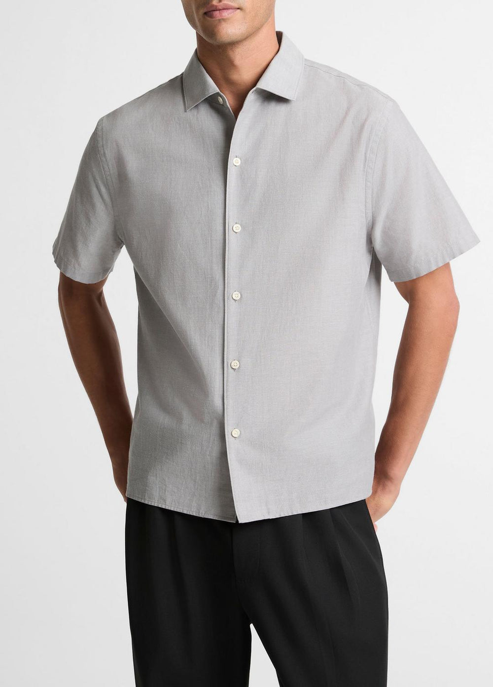 Cotton Short-Sleeve Button-Front Shirt in Short Sleeve | VINCE Men