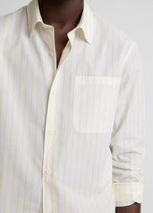 Striped Cotton-Blend Poplin Button-Front Shirt in Long Sleeve | VINCE Men