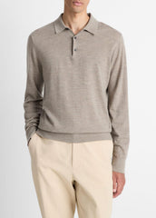 Featherweight Merino Wool-Cashmere Polo Sweater in Long Sleeve | VINCE Men