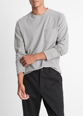 Sueded Jersey Long-Sleeve Pocket T-Shirt in Long Sleeve | VINCE Men