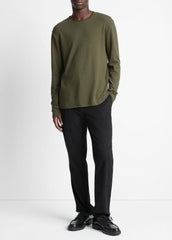 Micro-Waffle Pima Cotton Double-Collar Long-Sleeve T-Shirt in Long Sleeve | VINCE Men