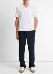 Cotton-Blend Johnny-Collar Polo Shirt in Short Sleeve | VINCE Men