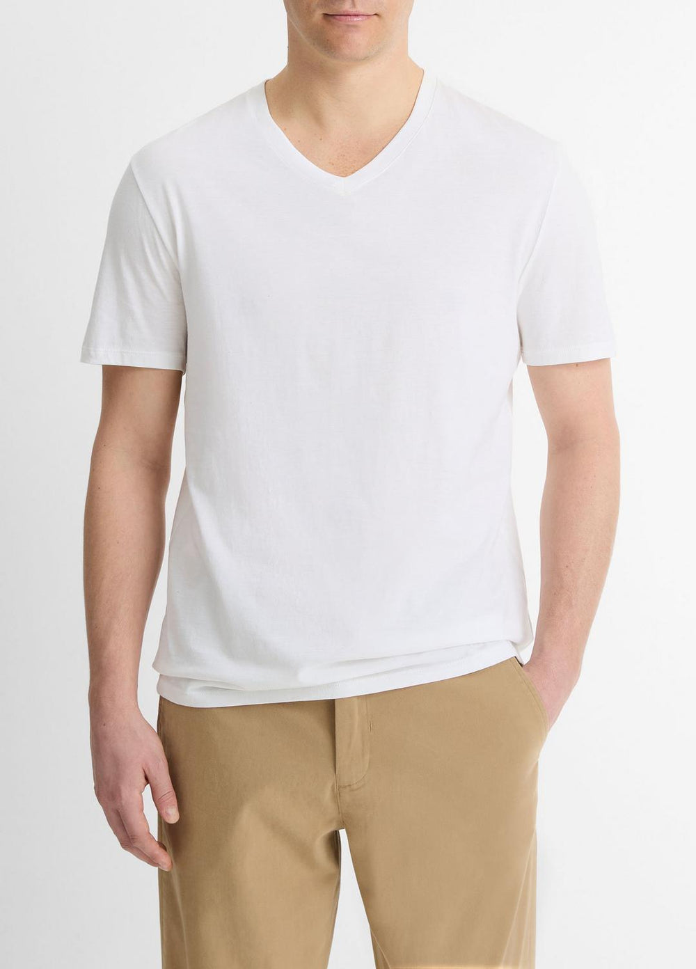 Pima Cotton V-Neck T-Shirt in Short Sleeve | VINCE Men