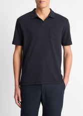 Cotton-Blend Johnny-Collar Polo Shirt in Short Sleeve | VINCE Men