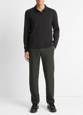 Milano Pima Cotton-Blend Johnny-Collar Shirt in Long Sleeve | VINCE Men