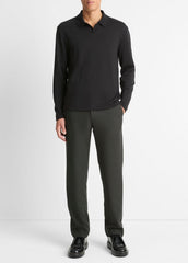 Milano Pima Cotton-Blend Johnny-Collar Shirt in Long Sleeve | VINCE Men