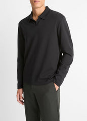 Milano Pima Cotton-Blend Johnny-Collar Shirt in Long Sleeve | VINCE Men