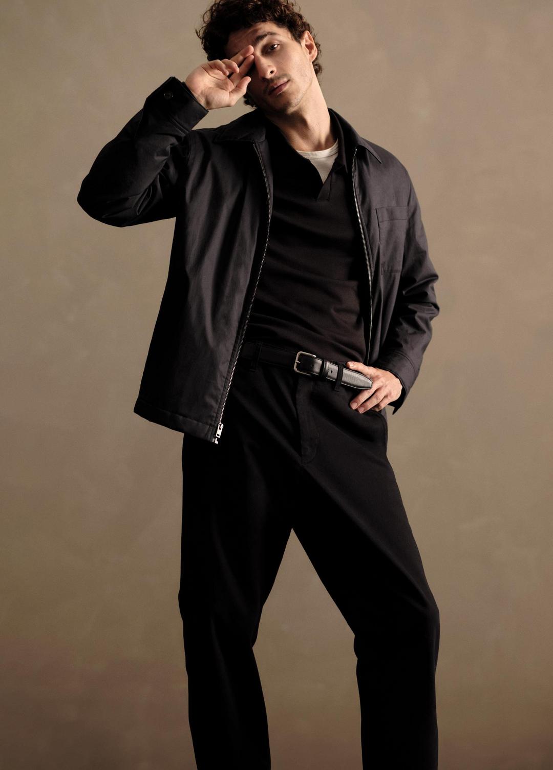 Milano Pima Cotton-Blend Johnny-Collar Shirt in Long Sleeve | VINCE Men