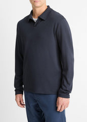 Milano Pima Cotton-Blend Johnny-Collar Shirt in Long Sleeve | VINCE Men