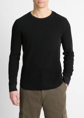 Pima Cotton-Blend Thermal Long-Sleeve Pullover in Long Sleeve | VINCE Men