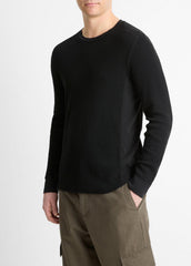 Pima Cotton-Blend Thermal Long-Sleeve Pullover in Long Sleeve | VINCE Men