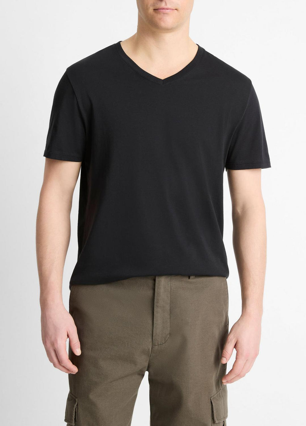 Pima Cotton V-Neck T-Shirt in Short Sleeve | VINCE Men