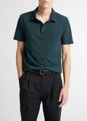 Garment Dye Cotton Polo Shirt in Short Sleeve | VINCE Men