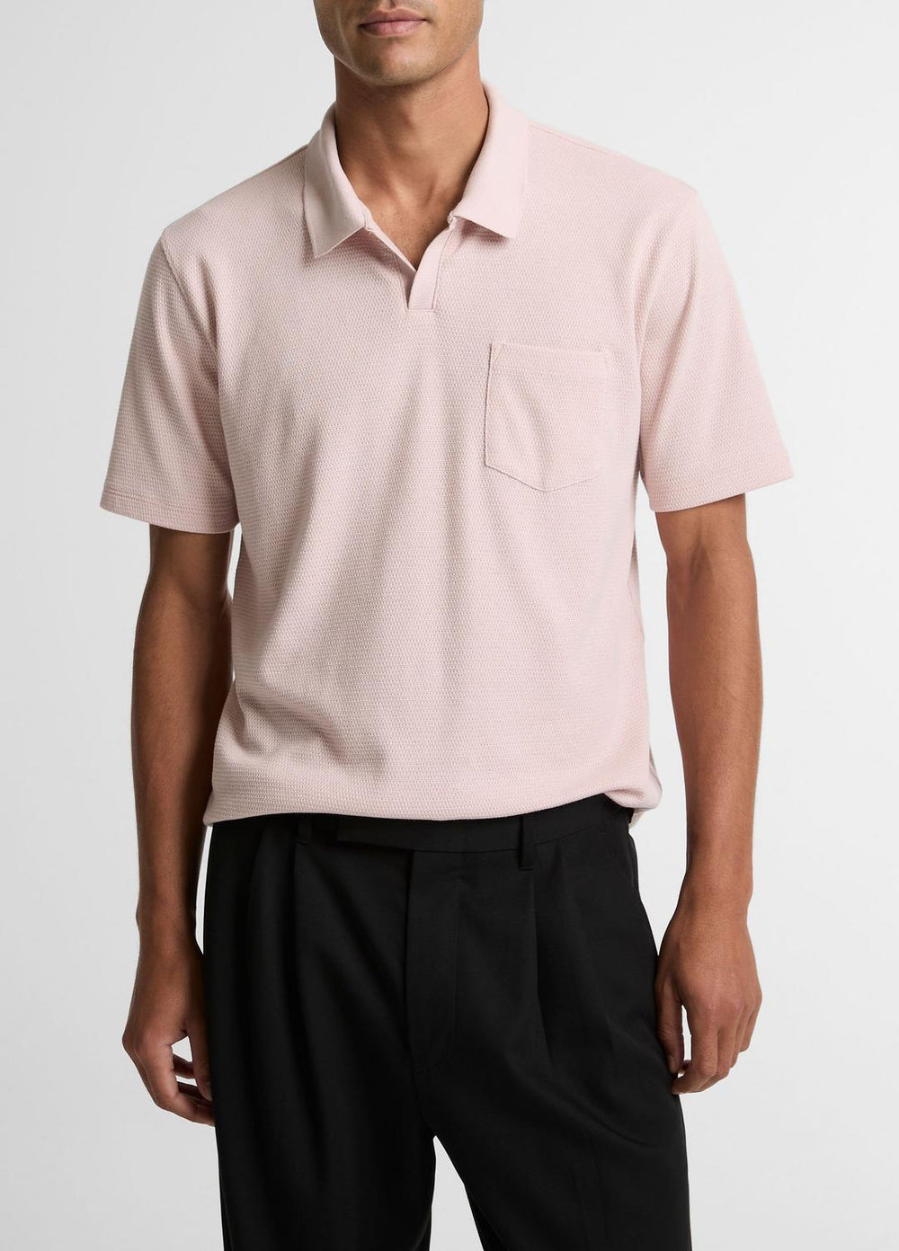 Cotton-Blend Johnny-Collar Polo Shirt in Henleys & Polos | VINCE Men