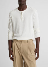 Jacquard-Rib Cotton Henley in Long Sleeve | VINCE Men