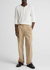 Jacquard-Rib Cotton Henley in Long Sleeve | VINCE Men