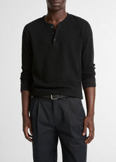 Jacquard-Rib Cotton Henley in Long Sleeve | VINCE Men