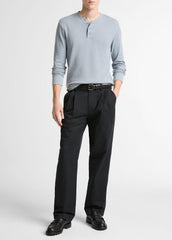 Jacquard-Rib Cotton Henley in Long Sleeve | VINCE Men