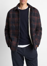 Sherpa-Lined Plaid Shirt Jacket in Shirt Jackets | VINCE Men