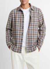 Plaid Cotton-Blend Shirt Jacket in Shirt Jackets | VINCE Men