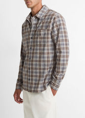 Plaid Cotton-Blend Shirt Jacket in Shirt Jackets | VINCE Men