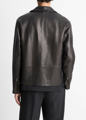 Leather Zip-Up Jacket in Leather Jackets | VINCE Men