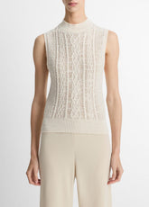 Cable Cotton-Blend Double-Layer Shell in Sweaters | VINCE Sale