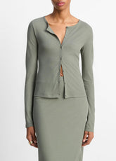 Cotton Crepe Jersey Cardigan in Shirts & Tees | VINCE Sale