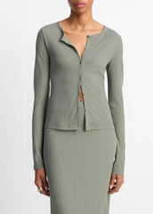 Cotton Crepe Jersey Cardigan in Shirts & Tees | VINCE Sale