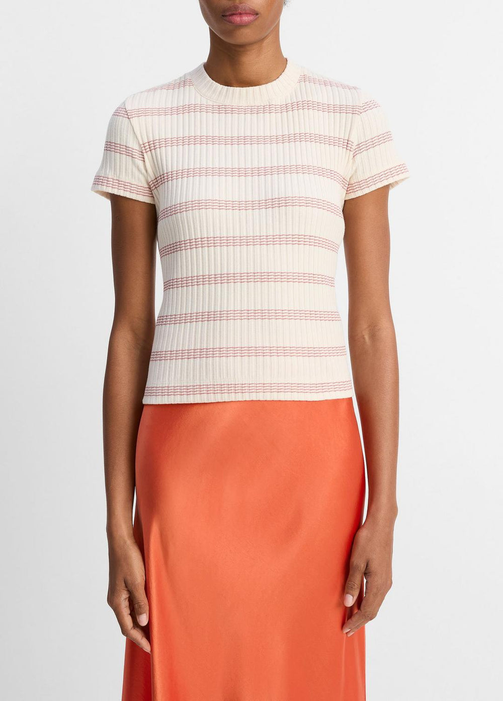 Striped Ribbed Cotton-Blend Top in Shirts & Tees | VINCE Sale