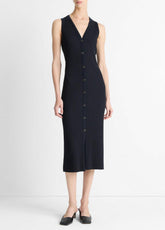 Ribbed Cotton-Blend Button-Front Dress in Dresses & Skirts | VINCE Sale