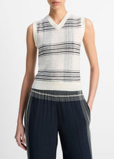 Featherweight Plaid Wool Sweater Vest in Sweaters | VINCE Sale