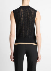 Cable Cotton-Blend Double-Layer Shell in Sweaters | VINCE Sale