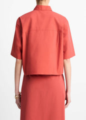 Cotton Short-Sleeve Cropped Shirt in Shirts & Tees | VINCE Sale
