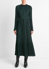 Pleated Satin Long-Sleeve Dress in Dresses & Skirts | VINCE Sale