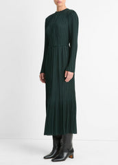 Pleated Satin Long-Sleeve Dress in Dresses & Skirts | VINCE Sale