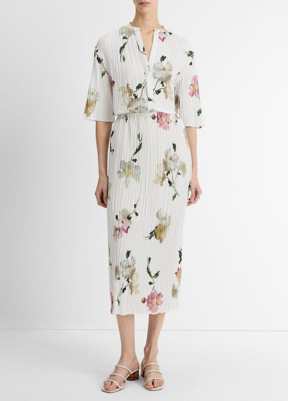 Wilted Peony Pleated Side-Tie Skirt in Dresses & Skirts | VINCE Sale